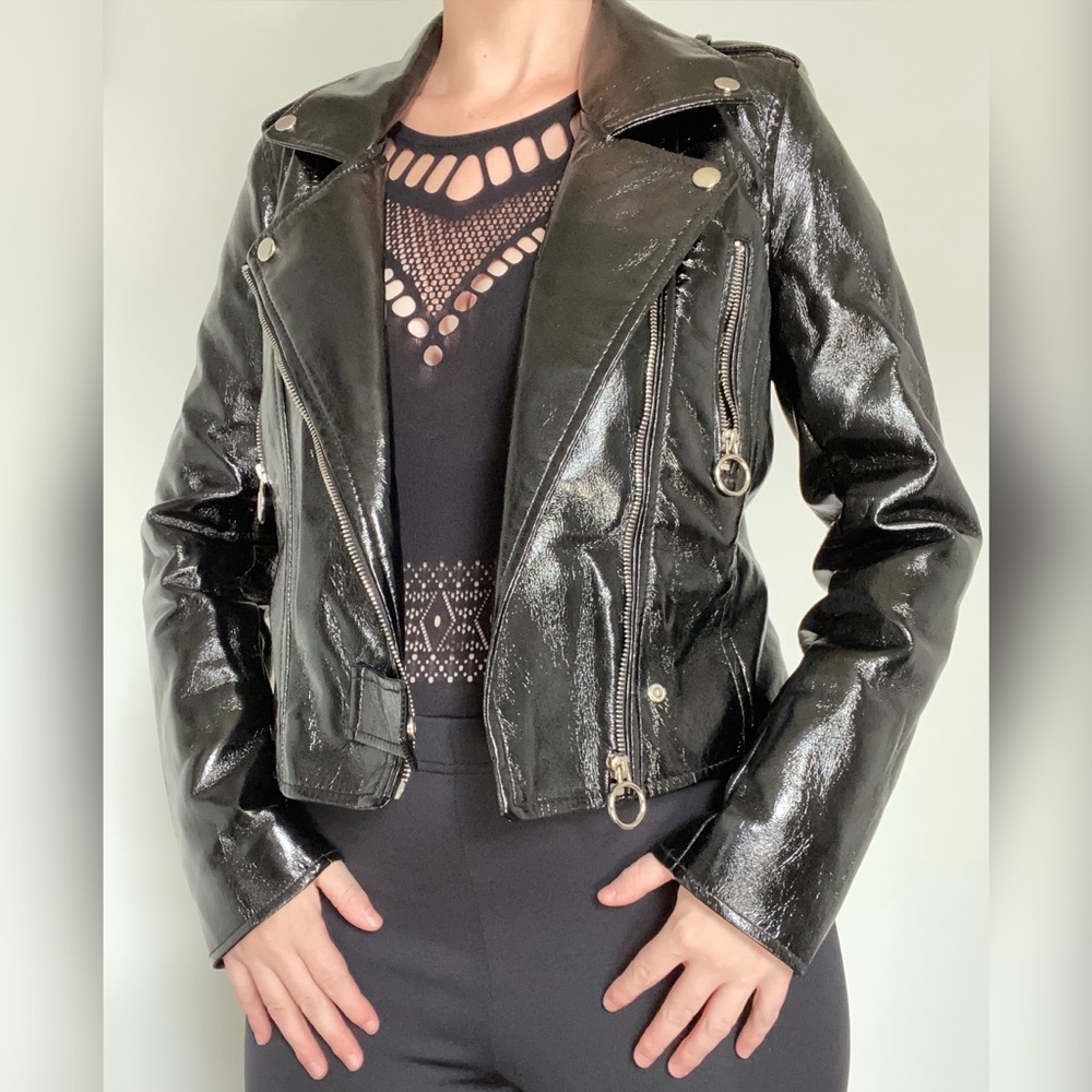 Blank NYC Patent Faux Leather Moto Jacket